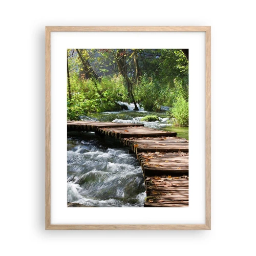 Poster in cornice rovere chiaro - Sulla cascata spumeggiante - 40x50 cm