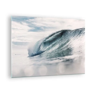 Quadro su vetro - Una potente onda oceanica sotto i raggi del sole - 70x50cm - Cima d'acqua - Decorazione murale moderna per soggiorno e camera da letto ARTTOR