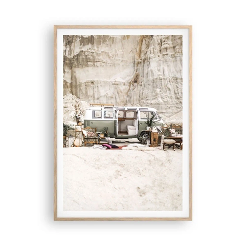 Poster in cornice rovere chiaro - è tempo di viaggiare - 70x100 cm