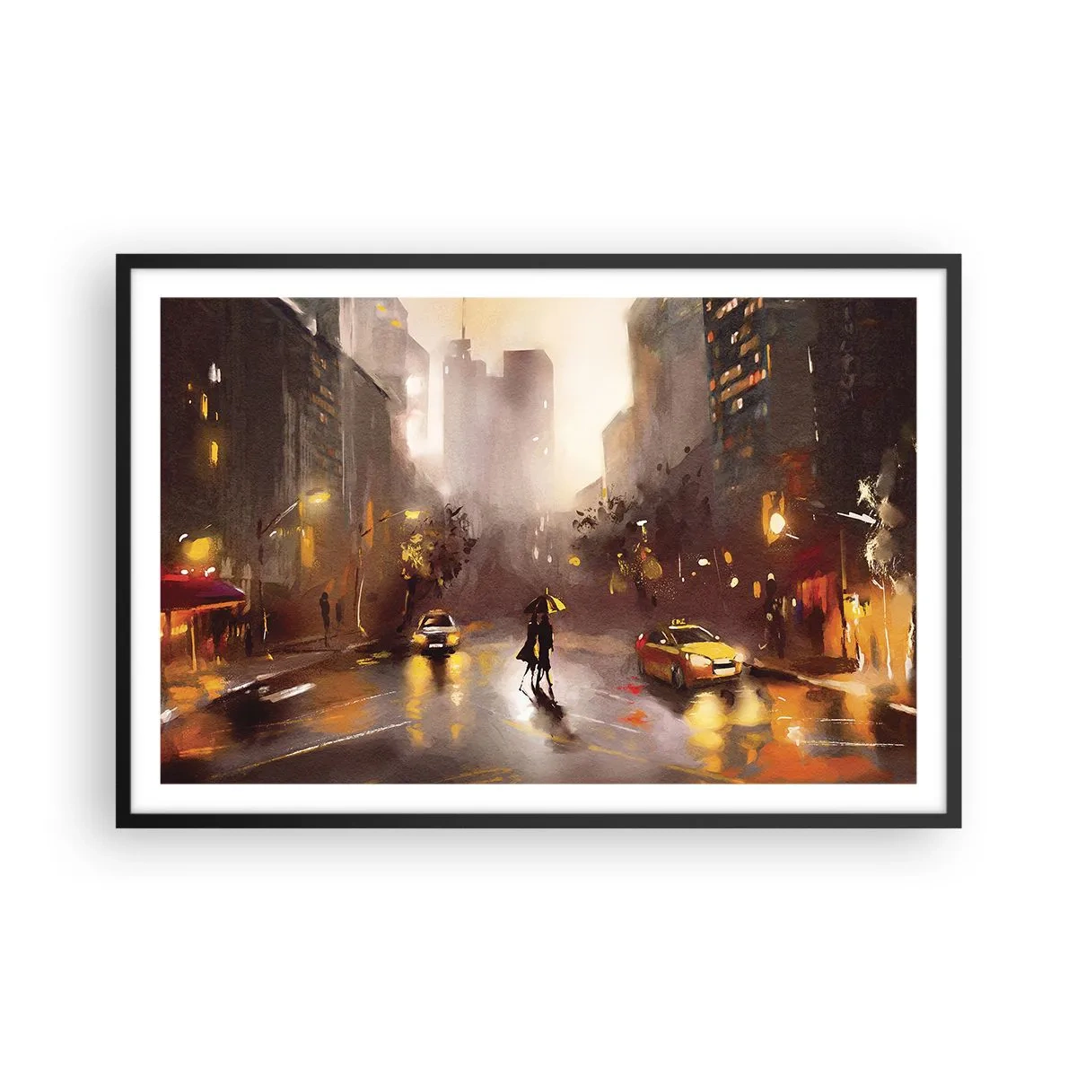 Poster in cornice nera - Nelle luci di New York - 91x61 cm