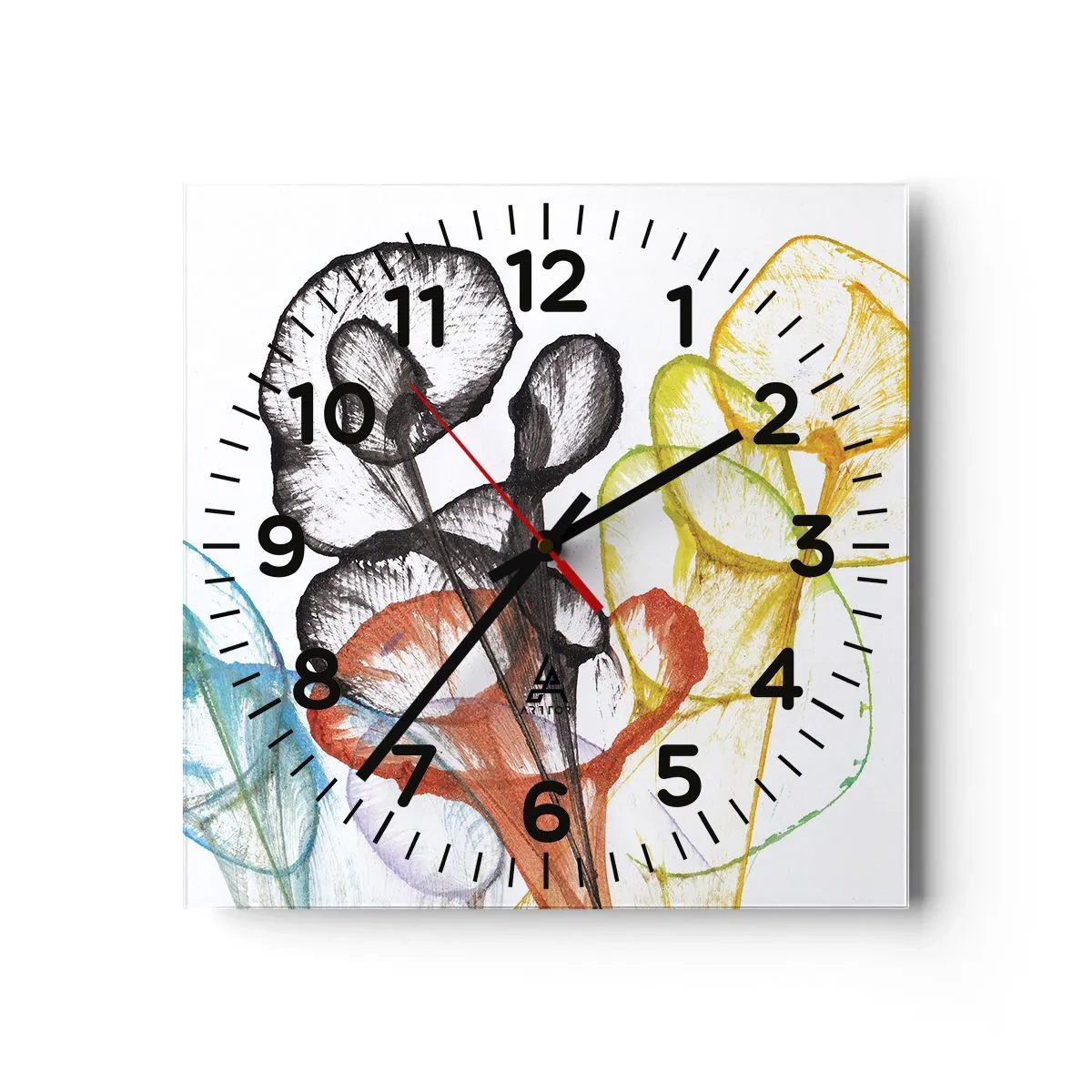 Orologio da parete - Orologio in Vetro - Fiori con l'anima - 30x30 cm