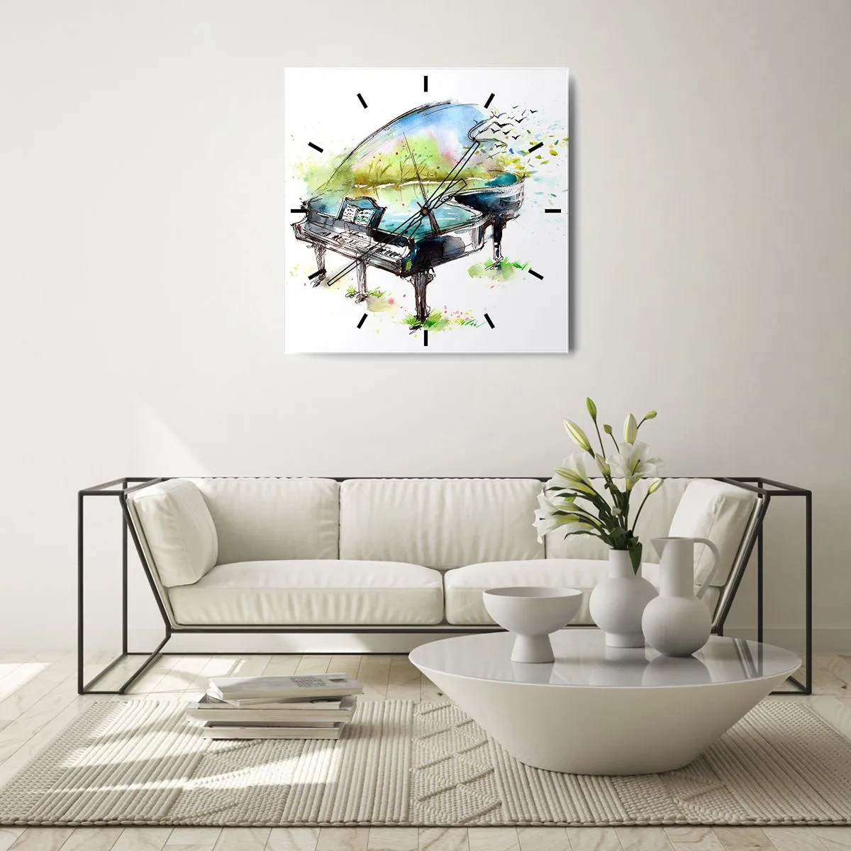 Orologio da parete - Orologio in Vetro - Incantato nella musica - 30x30 cm