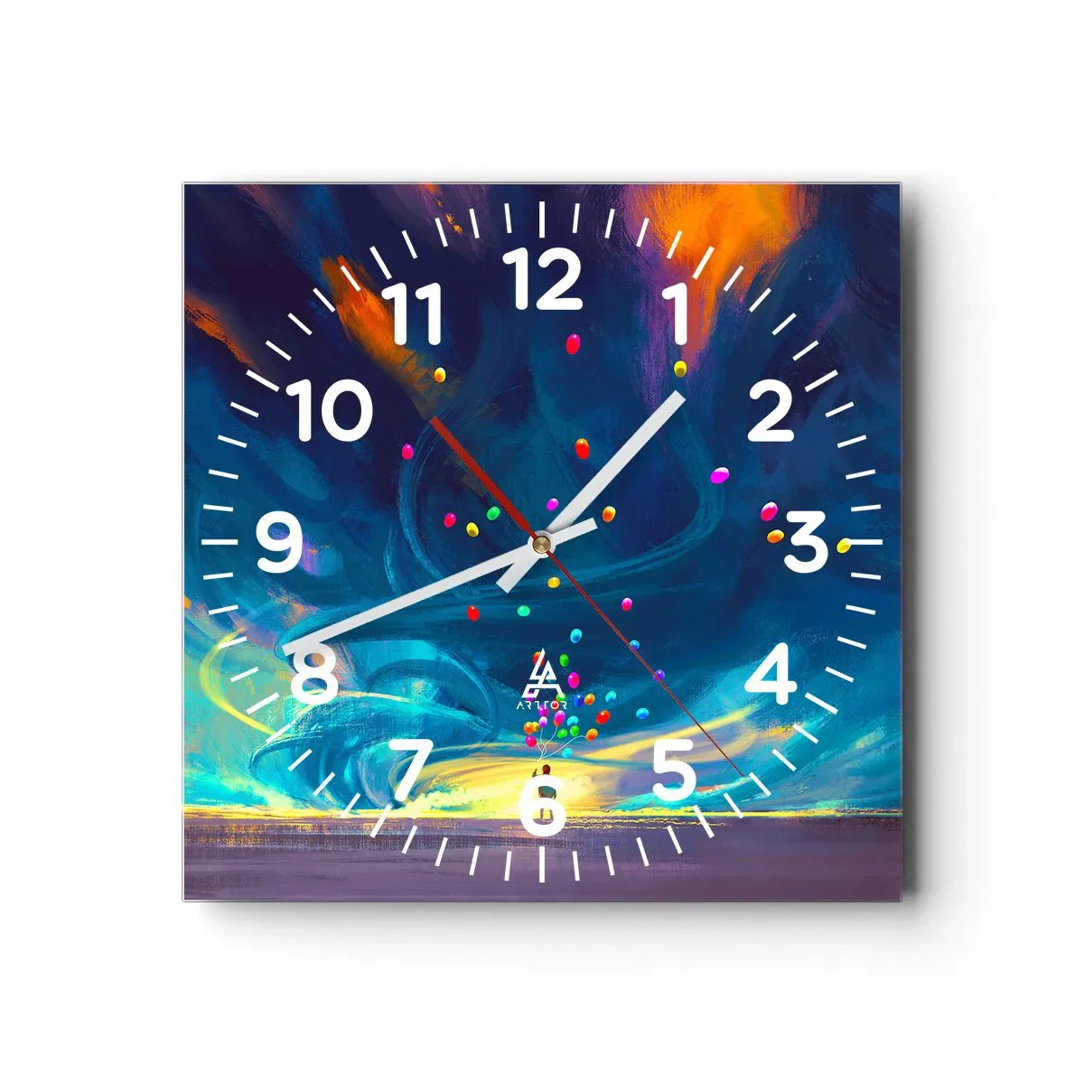 Orologio da parete - Orologio in Vetro - Sul vento blu - 40x40 cm