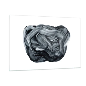 Quadro su vetro - Astrazione con pennellate in bianco e nero - 120x80cm - Non è così semplice - Decorazione murale moderna per soggiorno e camera da letto ARTTOR