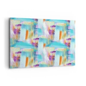 Quadro su tela - Stampe su Tela - Astrazione colorata con pennellate dinamiche - 120x80cm - Mite intreccio soffuso - Decorazione murale moderna per soggiorno e camera da letto ARTTOR