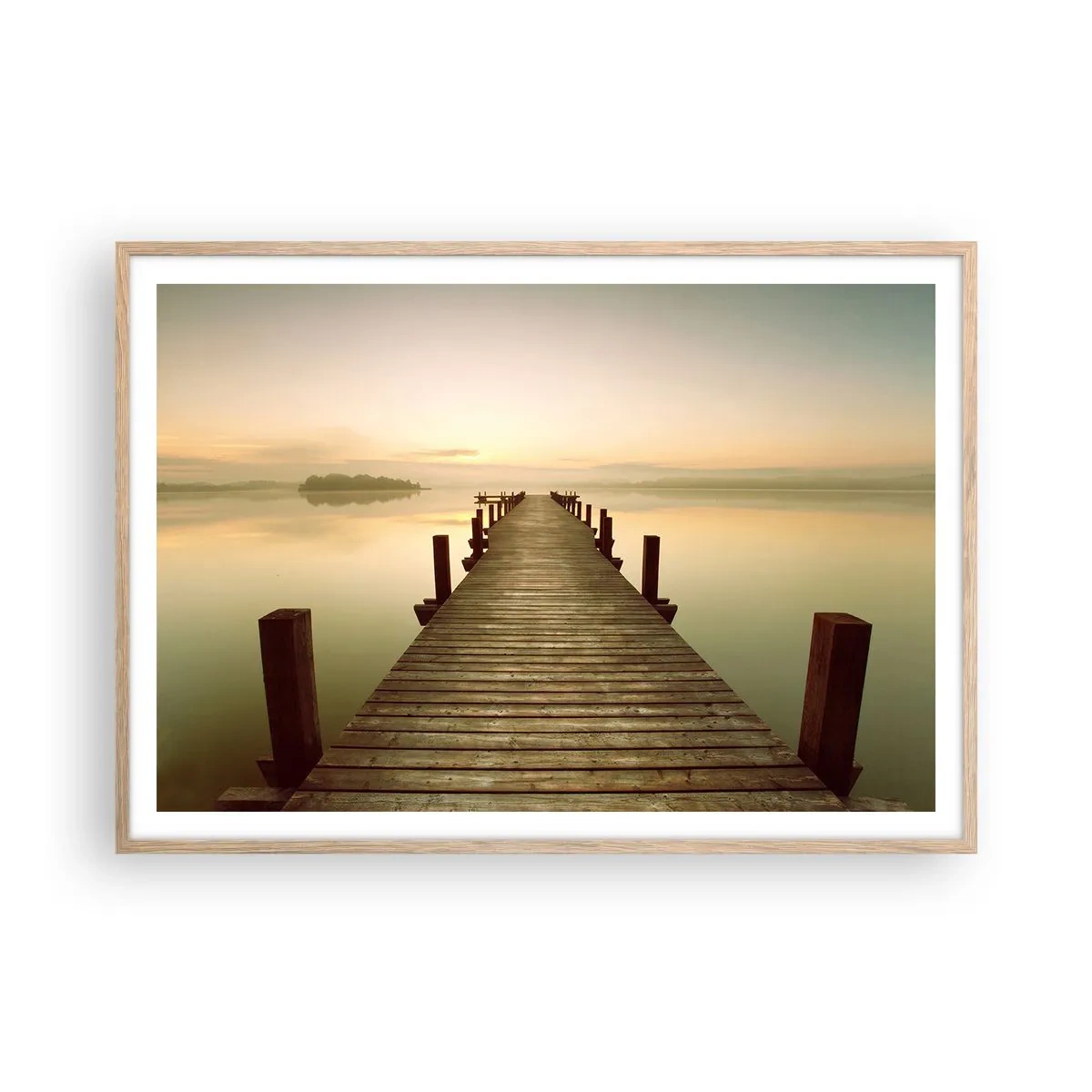 Poster in cornice rovere chiaro - Aurora, alba, luce - 100x70 cm