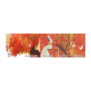 Campione di Fotomurale Premium Canvas - Voli con noi? - Astrazione, Donna, Uccelli - 100x30 cm