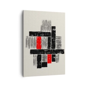 Quadro su tela - Stampe su Tela - Composizione geometrica astratta in nero e rosso - 50x70cm - Rosso e nero - Decorazione murale moderna per soggiorno e camera da letto ARTTOR