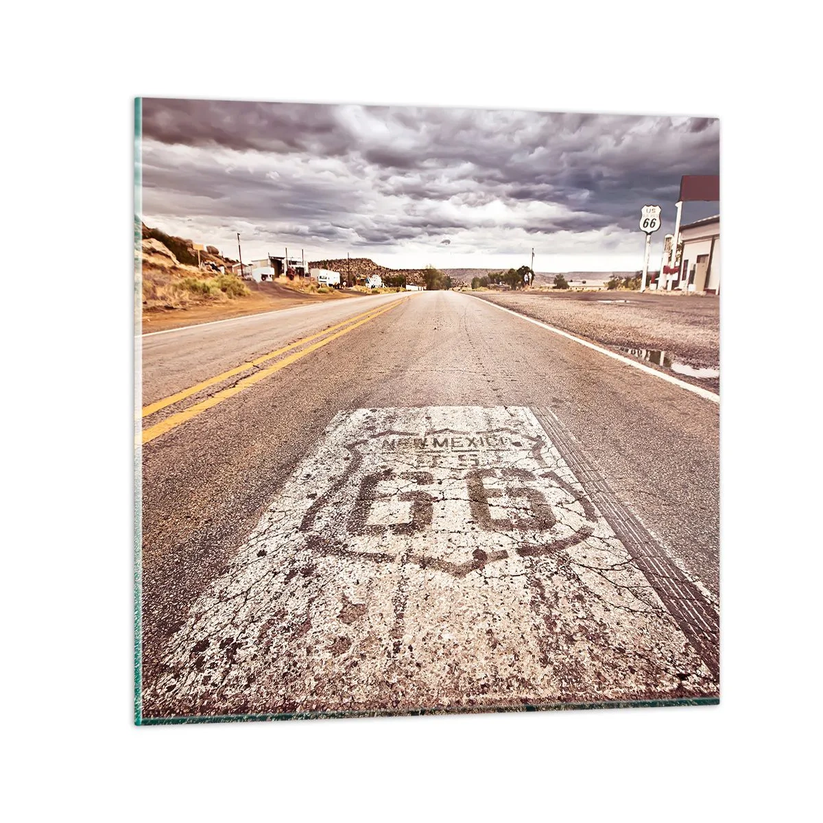 Quadro su vetro - La Route 66: una leggenda americana - 70x70 cm