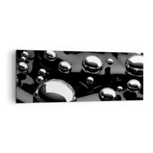 Quadro su tela - Stampe su Tela - Gocce astratte su una superficie nera - 140x50cm - Toni di nero - Decorazione murale moderna per soggiorno e camera da letto ARTTOR