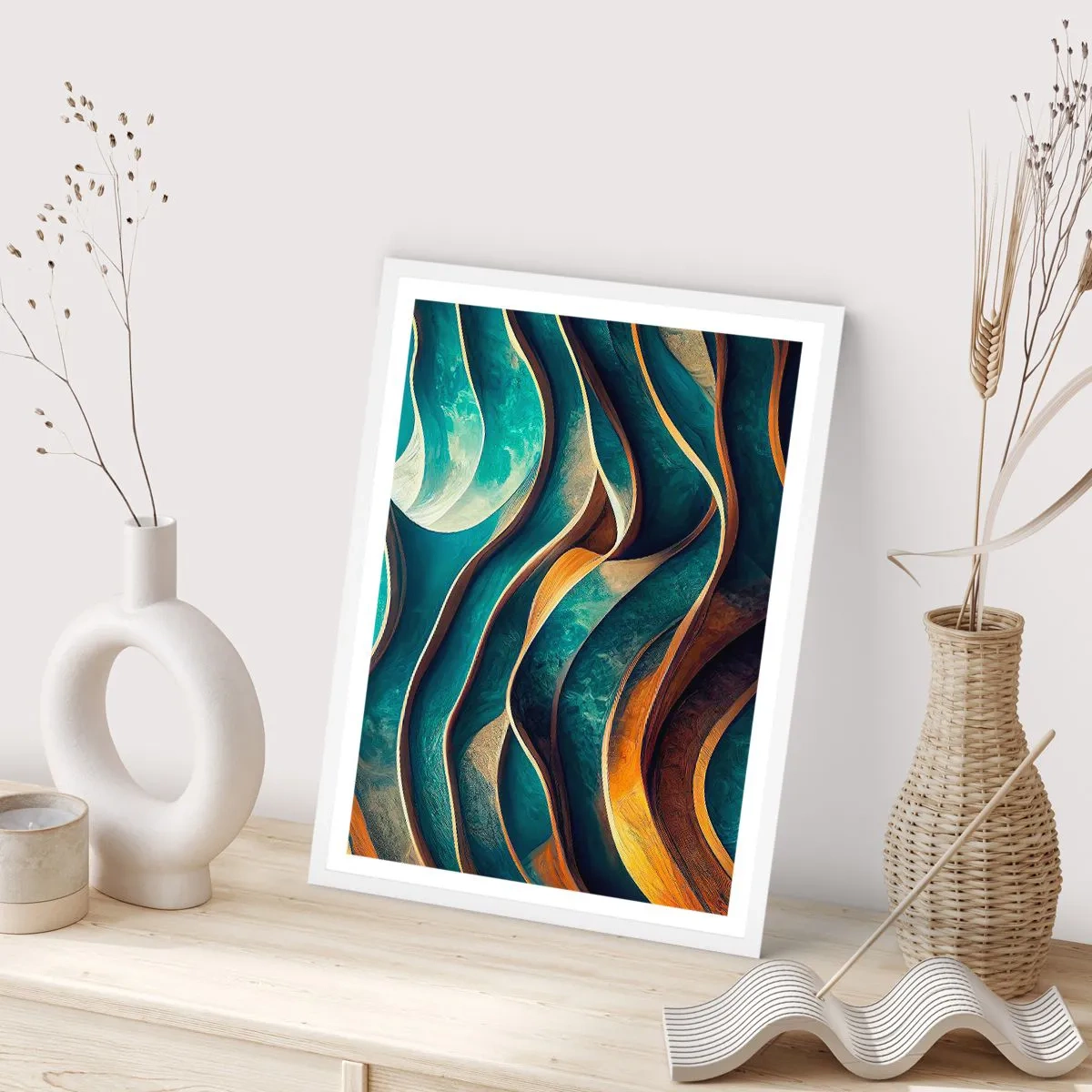 Poster in cornice bianca - I meandri del blu - 61x91 cm