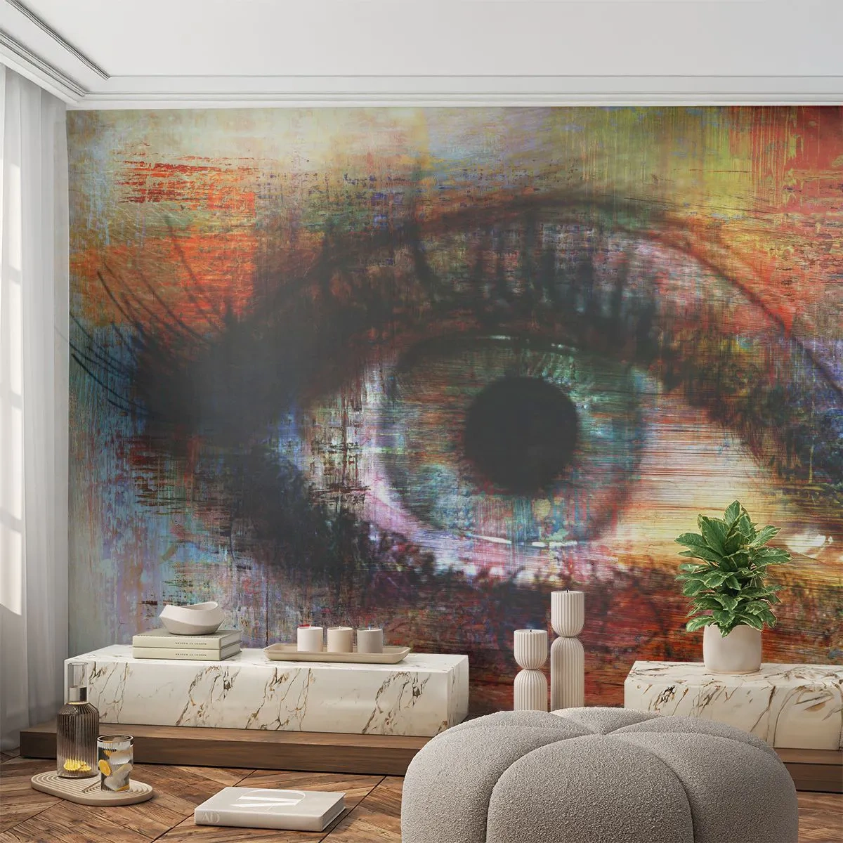 Fotomurali Standard Eco - Occhio astratto in stile artistico - 100x70cm - Si può vedere l'anima - Decorazione murale moderna per soggiorno e camera da letto ARTTOR