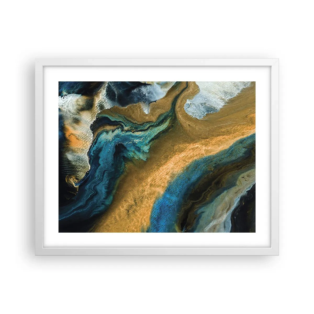 Poster in cornice bianca - Blu-oro: influenza reciproca - 50x40 cm
