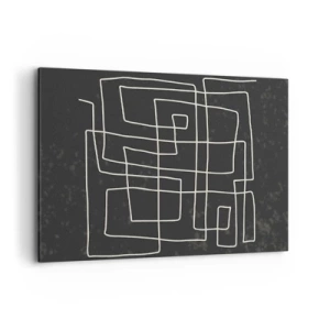 Quadro su tela - Stampe su Tela - Motivo geometrico astratto su sfondo scuro - 100x70cm - Non è così semplice - Decorazione murale moderna per soggiorno e camera da letto ARTTOR