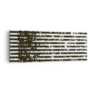 Quadro su tela - Stampe su Tela - Linee astratte con effetto invecchiato in bianco e nero - 140x50cm - Ritmo e rumore - Decorazione murale moderna per soggiorno e camera da letto ARTTOR