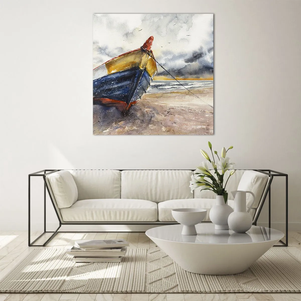 Quadro su vetro - Riposo sulla riva - 60x60 cm