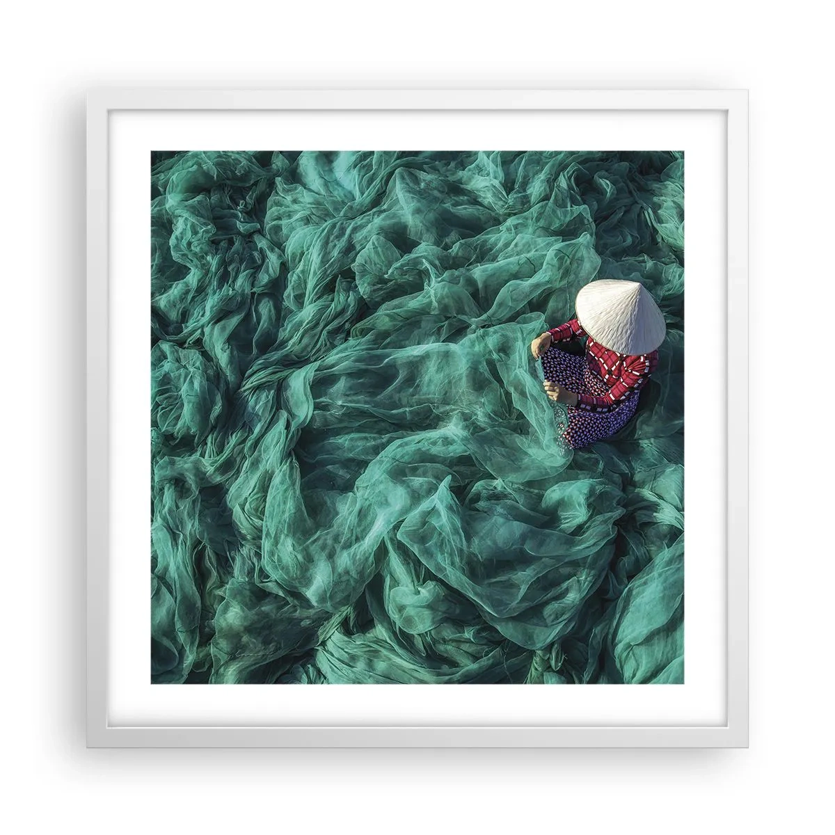 Poster in cornice bianca - Nel mare di reti - 50x50 cm