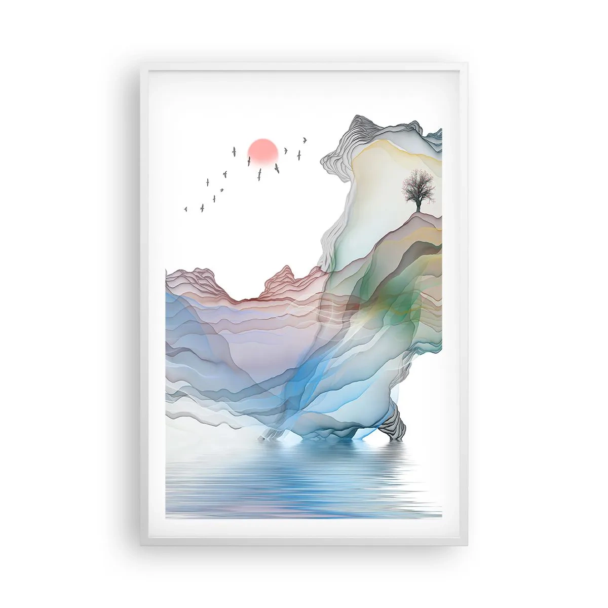 Poster in cornice bianca - Verso i monti di cristallo - 61x91 cm