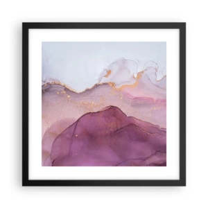 Poster in cornice nera - Onde di lilla e viola - 40x40 cm