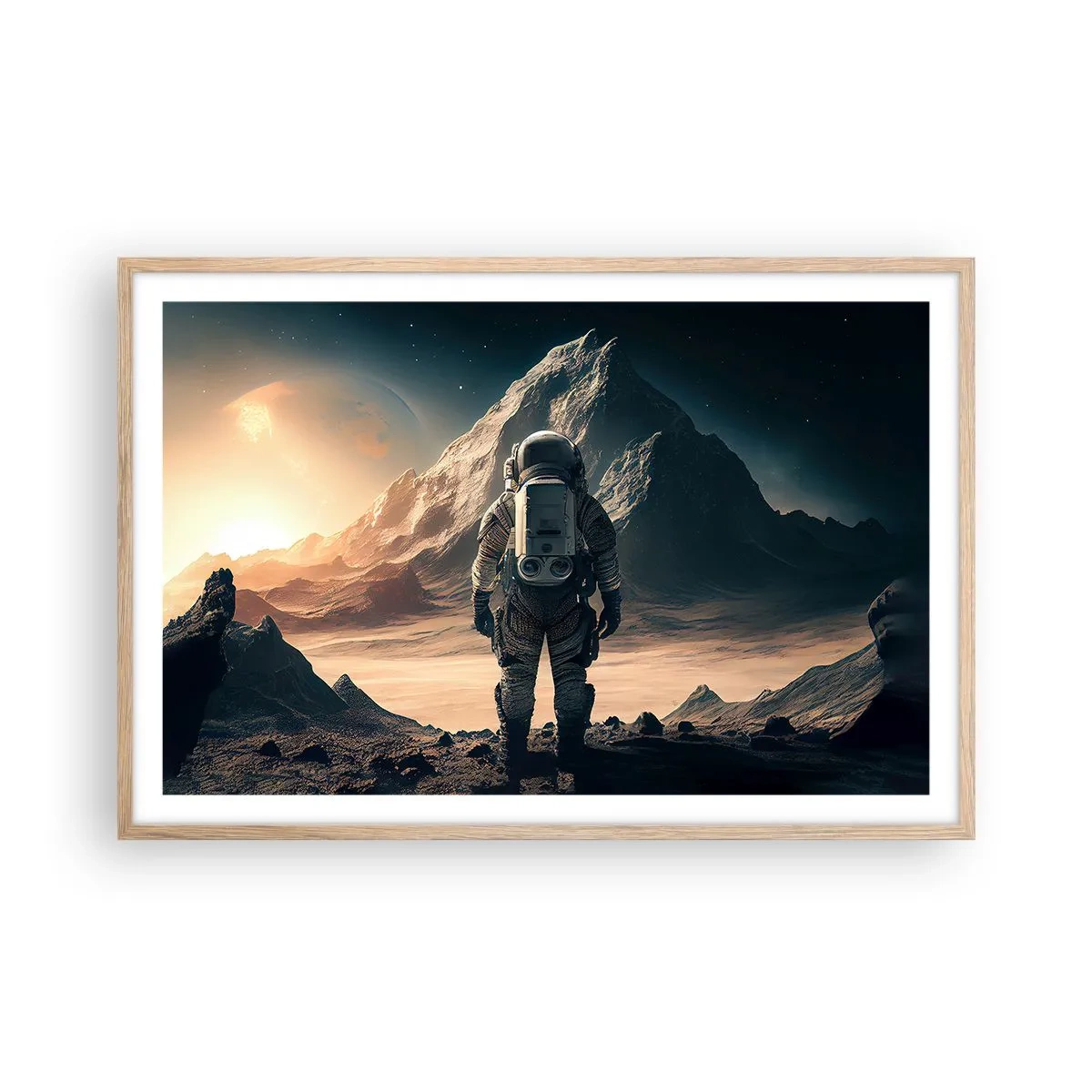 Poster in cornice rovere chiaro - Nuova sfida - 91x61 cm