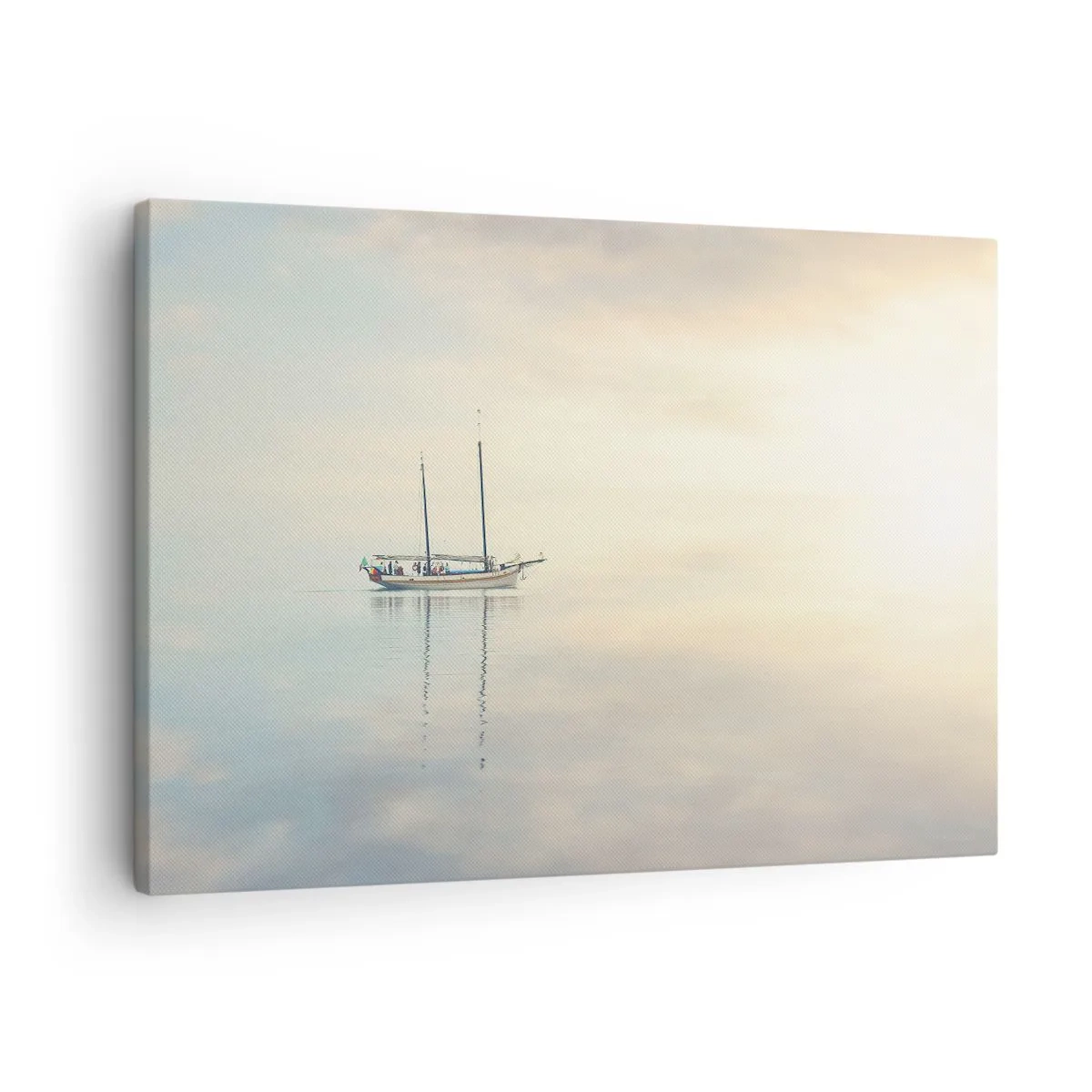 Quadro su tela - Stampe su Tela - Una barca su un mare calmo in una luce soffusa - 70x50cm - Silenzio in mare - Decorazione murale moderna per soggiorno e camera da letto ARTTOR