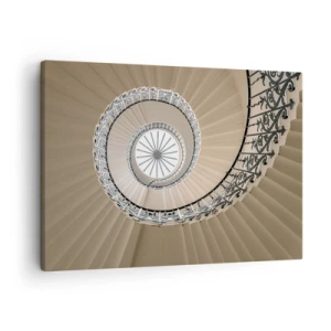 Quadro su tela - Stampe su Tela - Scala a chiocciola con elegante approccio geometrico - 70x50cm - Al centro della chiocciola - Decorazione murale moderna per soggiorno e camera da letto ARTTOR