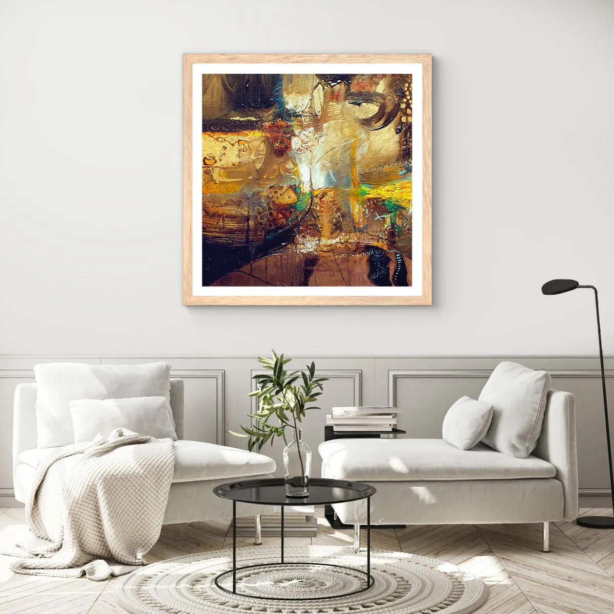 Poster in cornice rovere chiaro - Freddo, più caldo, bollente - 60x60 cm