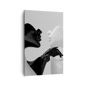 Quadro su tela - Stampe su Tela - Silhouette in bianco e nero in primo piano dinamico - 80x120cm - Desiderio - attrazione - Decorazione murale moderna per soggiorno e camera da letto ARTTOR