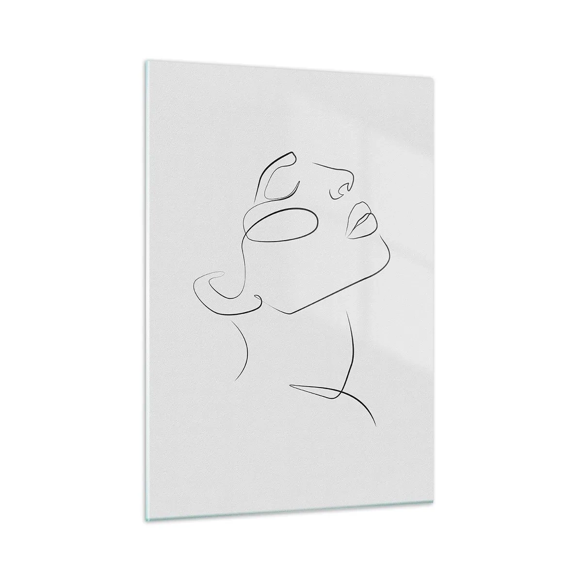 Quadro su vetro - Schizzo di contorno del viso di una donna rivolto verso l'alto - 50x70cm - I meandri dei sogni - Decorazione murale moderna per soggiorno e camera da letto ARTTOR