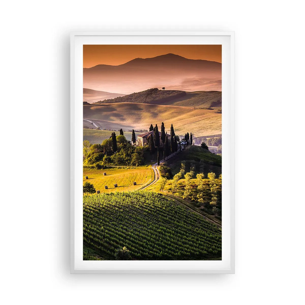 Poster in cornice bianca - Arcadia: paesaggio toscano - 61x91 cm