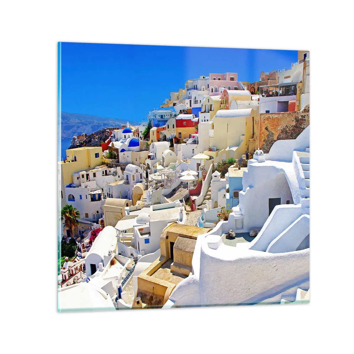 Quadro su vetro - Sogno di un'estate greca - 70x70 cm