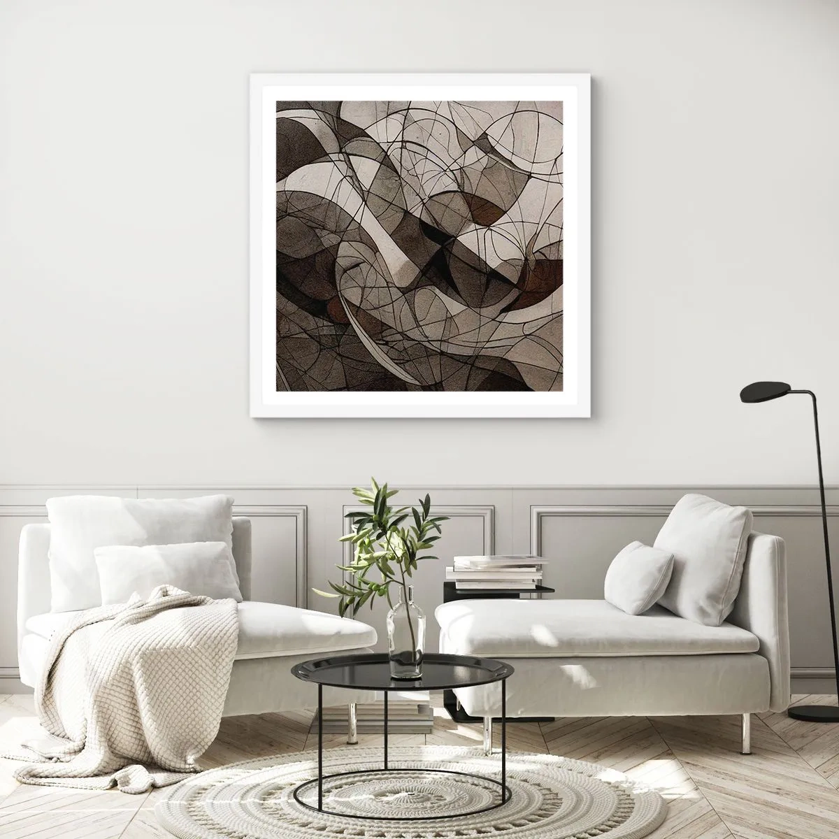 Poster in cornice bianca - La circolazione dei colori della terra - 50x50 cm