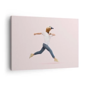 Quadro su tela - Stampe su Tela - Una figura surrealista con la testa di un'anatra in movimento - 70x50cm - Un pizzico di assurdo - Decorazione murale moderna per soggiorno e camera da letto ARTTOR