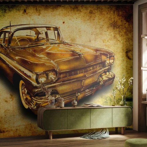 Fotomurale su misura Premium Sand - La bellezza eterna della classicità - Settore automobilistico, Auto d'epoca, Passatempo