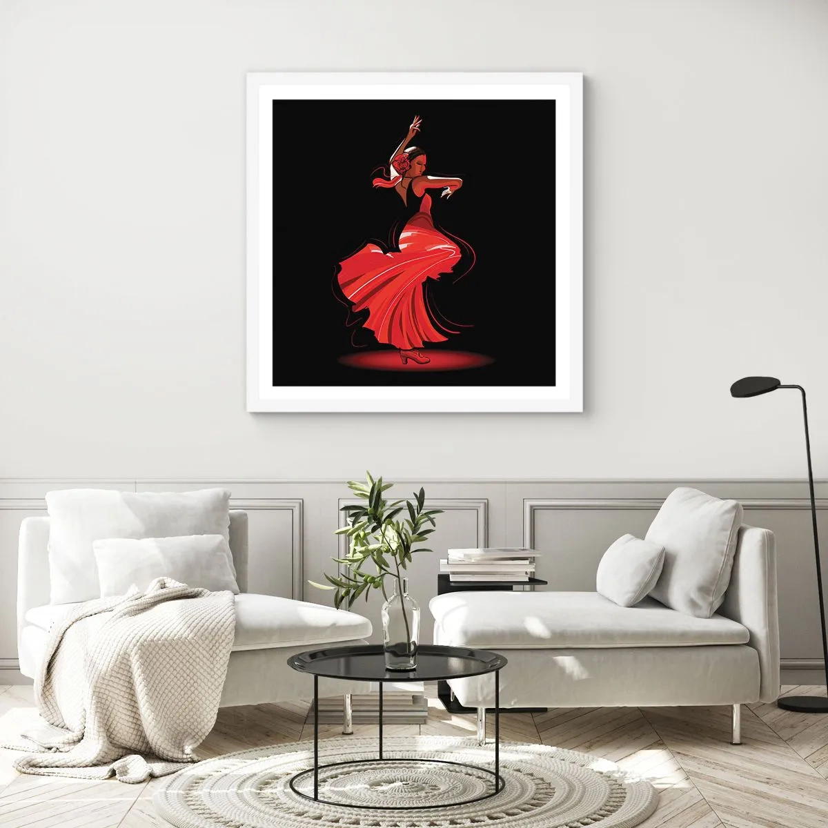 Poster in cornice bianca - Lo spirito focoso del flamenco - 50x50 cm