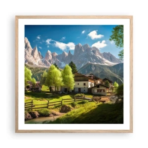 Poster in cornice rovere chiaro - Idillio alpino - 60x60 cm