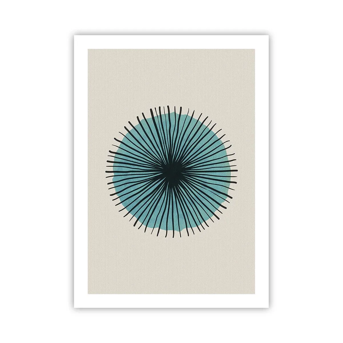 Poster - Motivo geometrico a forma di cerchio radiale - 50x70cm - Radiosamente nel blu - Decorazione murale moderna per soggiorno e camera da letto ARTTOR
