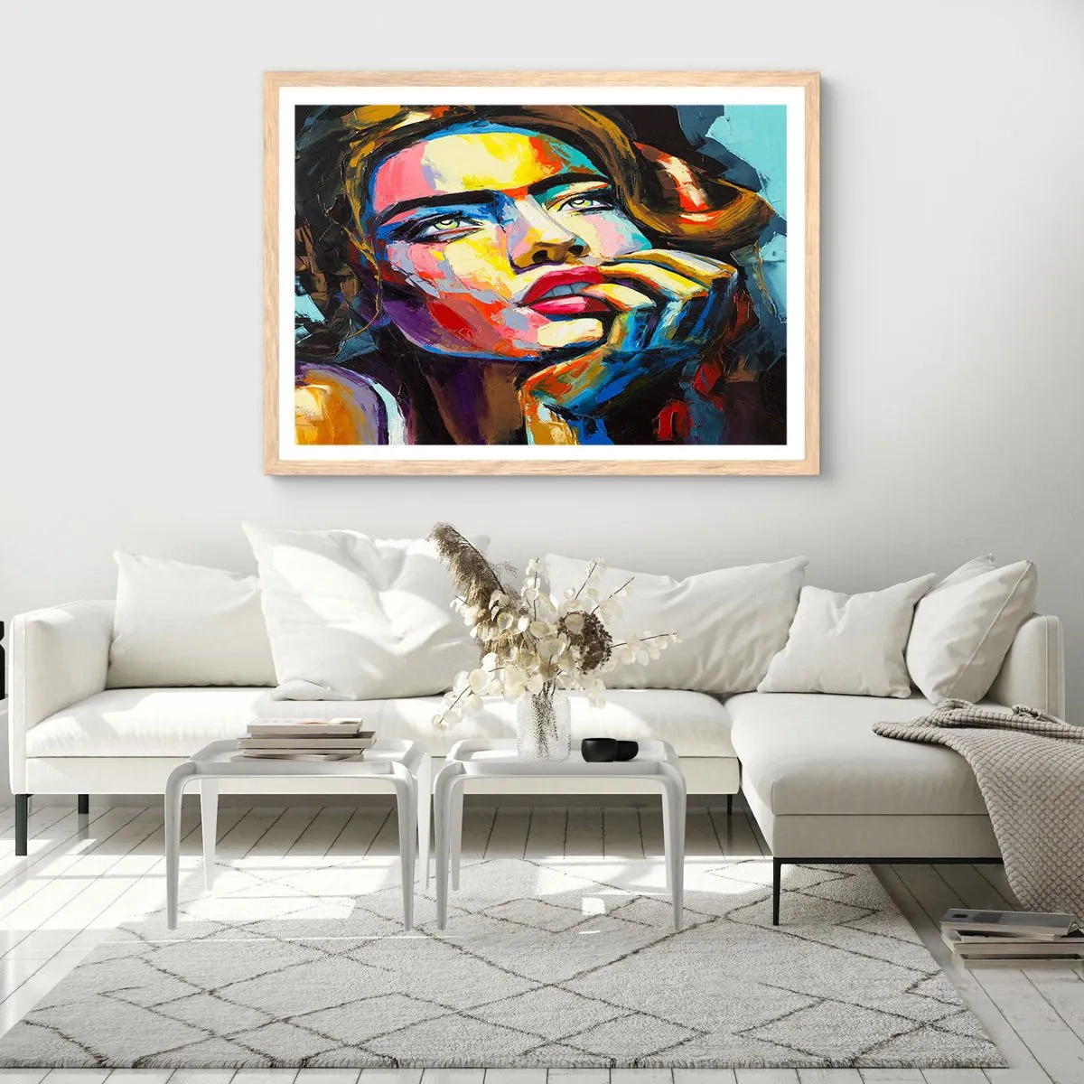Poster in cornice rovere chiaro - I sogni come uccelli planano nel cielo - 50x40 cm