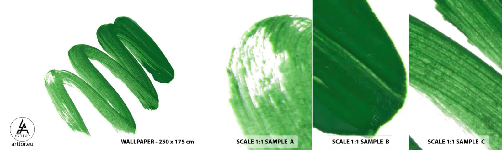 Campione di Fotomurale Adesivo Deluxe Sticker - Scherzo verde - Colore, Minimalismo, Astrazione - 100x30 cm