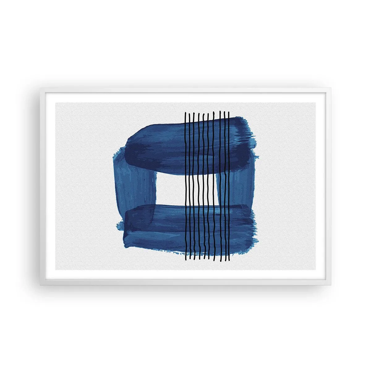 Poster in cornice bianca - Composizione blu e nera - 91x61 cm
