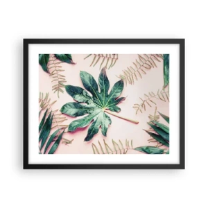 Poster in cornice nera - Studio di verde su sfondo rosa - 50x40 cm