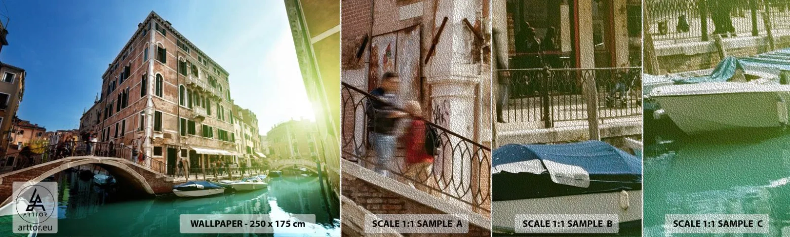 Campione di Fotomurale Premium Sand - Venezia, Amore Mio - Città, Venezia, Gondole - 100x30 cm