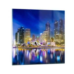 Quadro su vetro - Notte multicolore della metropoli - 70x70 cm