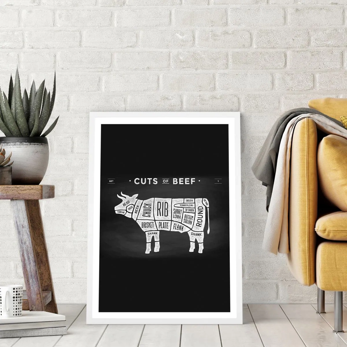 Poster in cornice bianca - Il sillabario del macellaio - 70x100 cm