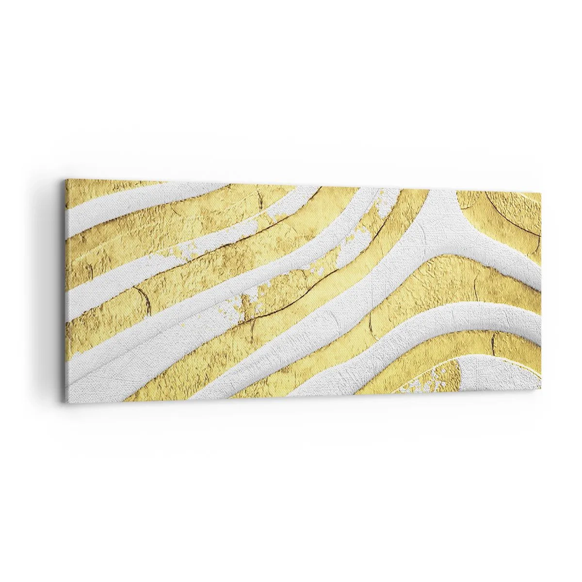 Quadro su tela - Stampe su Tela - Composizione in bianco e oro - 100x40 cm