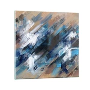 Quadro su vetro - Sulla diagonale blu - 70x70 cm