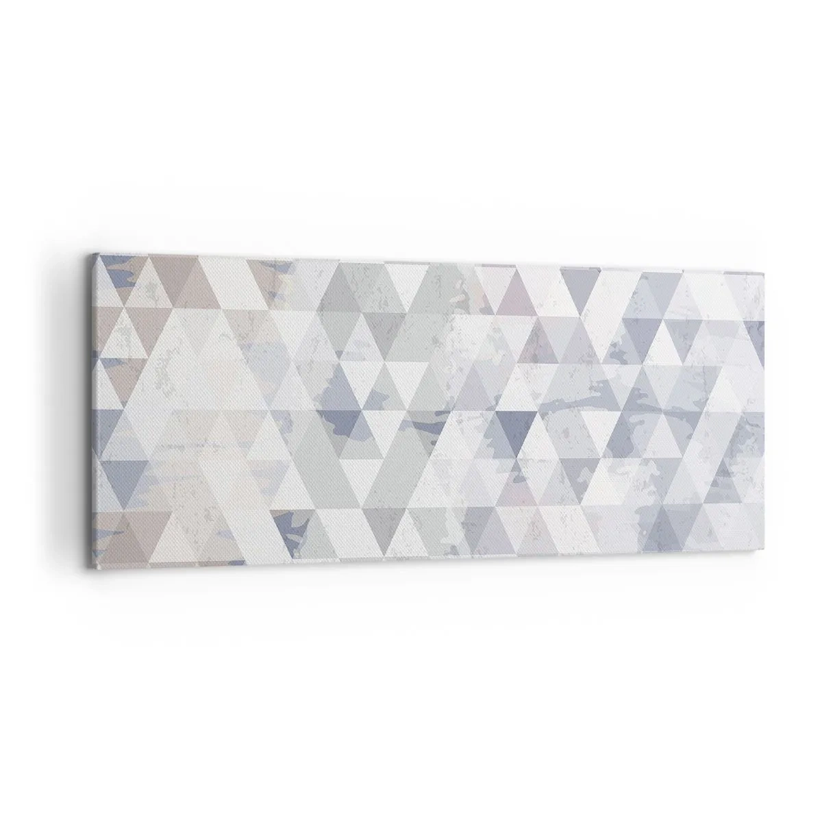 Quadro su tela - Stampe su Tela - Motivo geometrico a triangolo in tonalità pastello - 120x50cm - Al ritmo di tre - Decorazione murale moderna per soggiorno e camera da letto ARTTOR