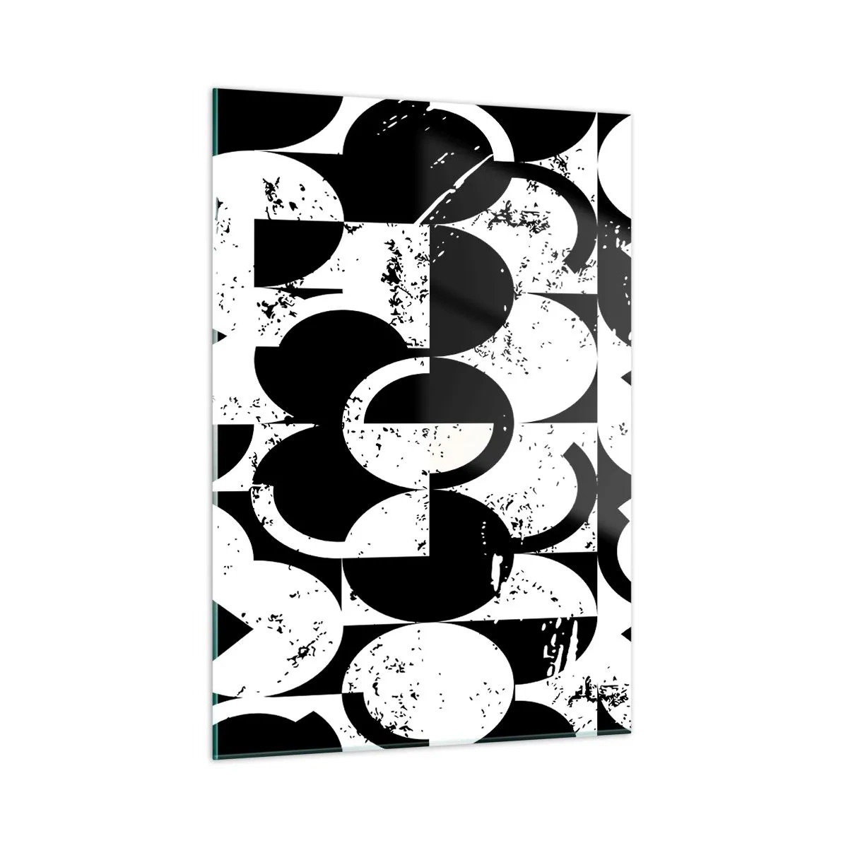 Quadro su vetro - Motivo geometrico in forme contrastanti in bianco e nero - 50x70cm - Il bianco è bianco, il nero è nero - Decorazione murale moderna per soggiorno e camera da letto ARTTOR