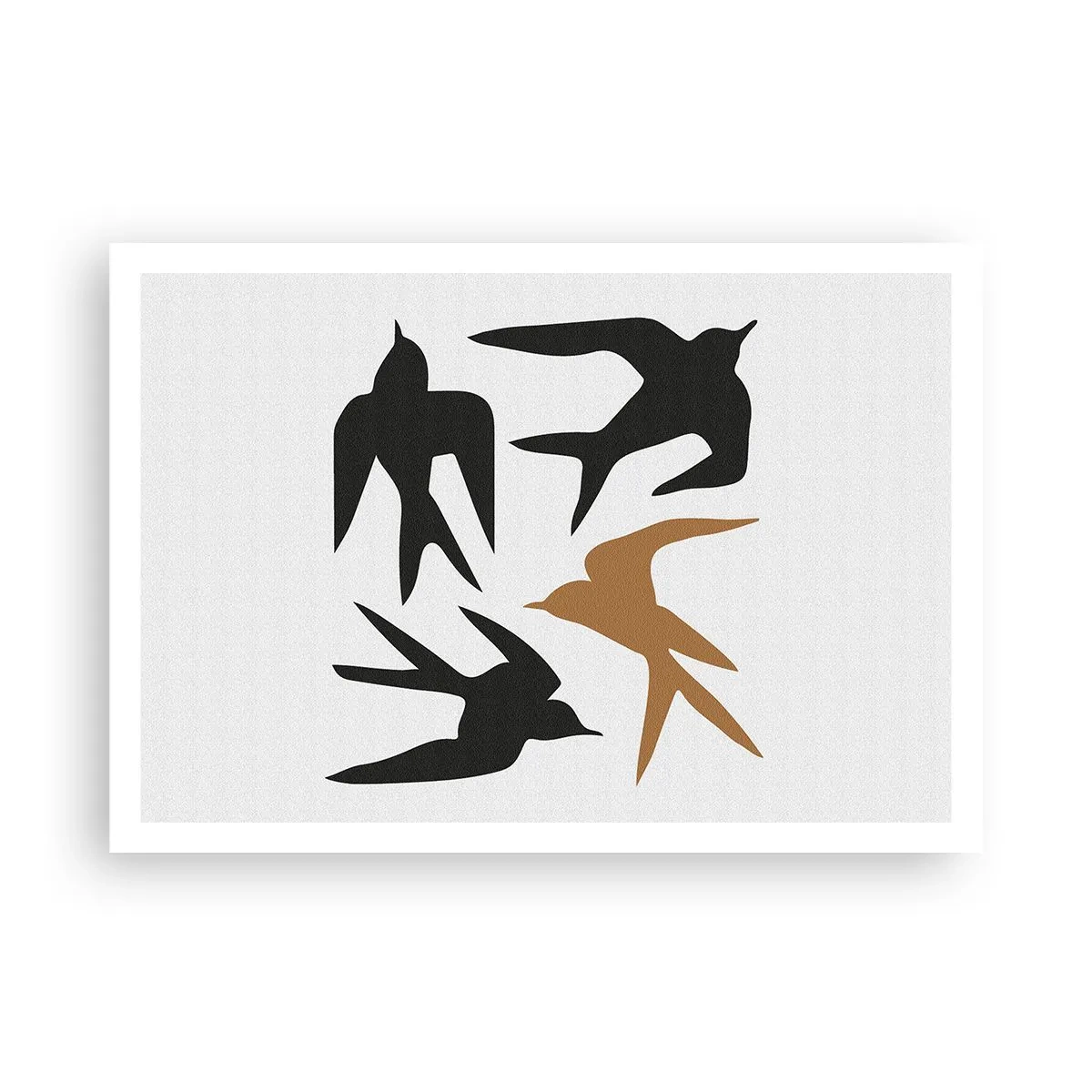 Poster - Silhouette di rondini in nero e oro - 100x70cm - Giochi di rondini - Decorazione murale moderna per soggiorno e camera da letto ARTTOR