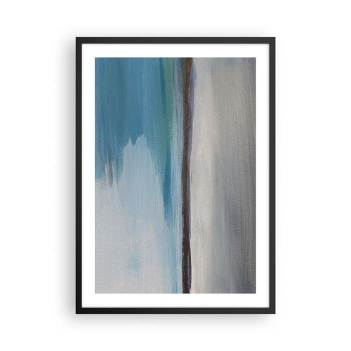 Poster in cornice nera - Paesaggio astratto nei toni del blu e del grigio - 50x70cm - Paesaggio orizzontale - Decorazione murale moderna per soggiorno e camera da letto ARTTOR
